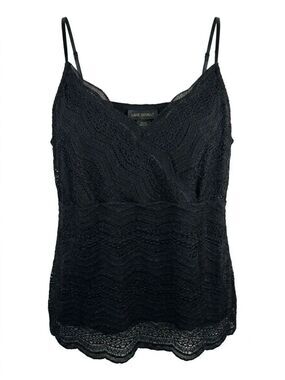 Lane Bryant Plus Size 18/20 Black Chevron Lace Faux Wrap Cami Top